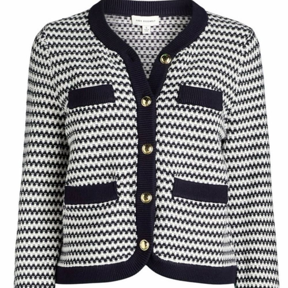 Free Assembly Navy and White Lady Jacket XL NWOT